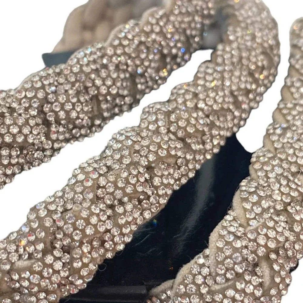 NEW! Santoni Swarovski Foster Crystal Triple Band Slide Sandal 37 - Picture 6 of 10